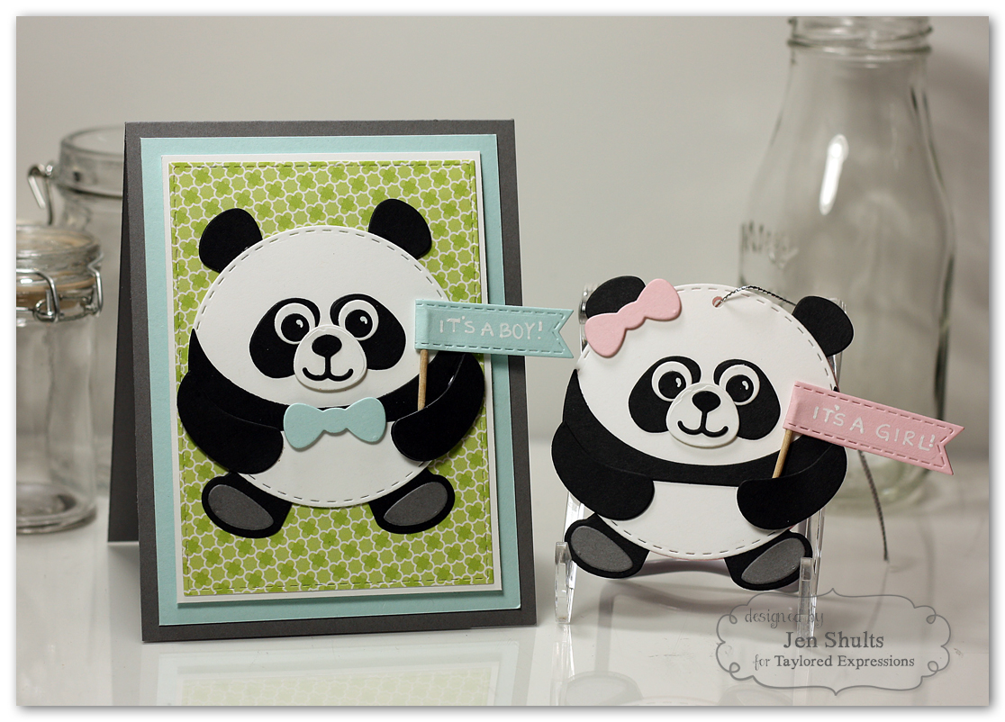 Roly Poly Panda card and tag set by Jen Shults