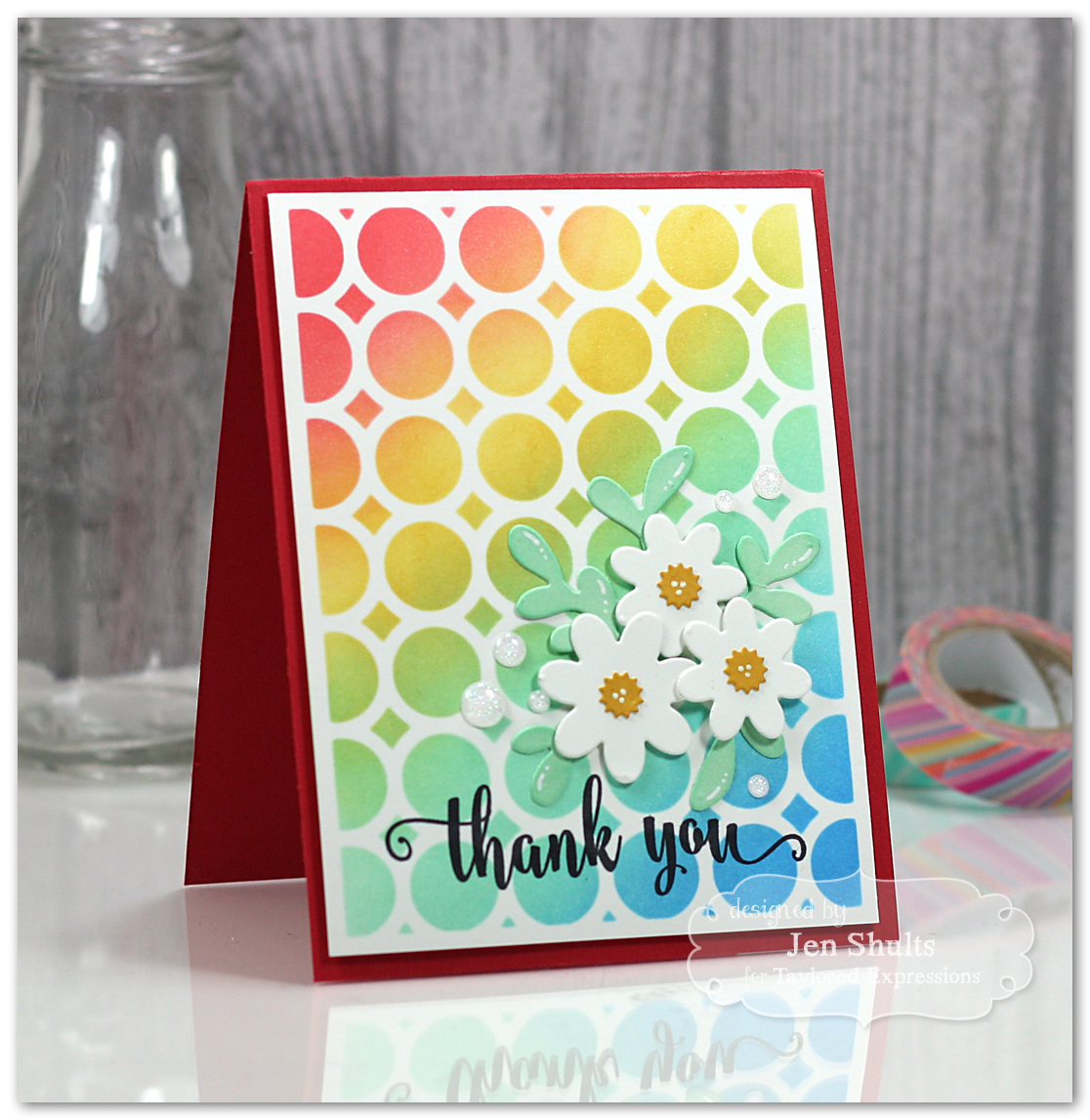 Thank You handmade card, stamps and dies from Taylored Expressions