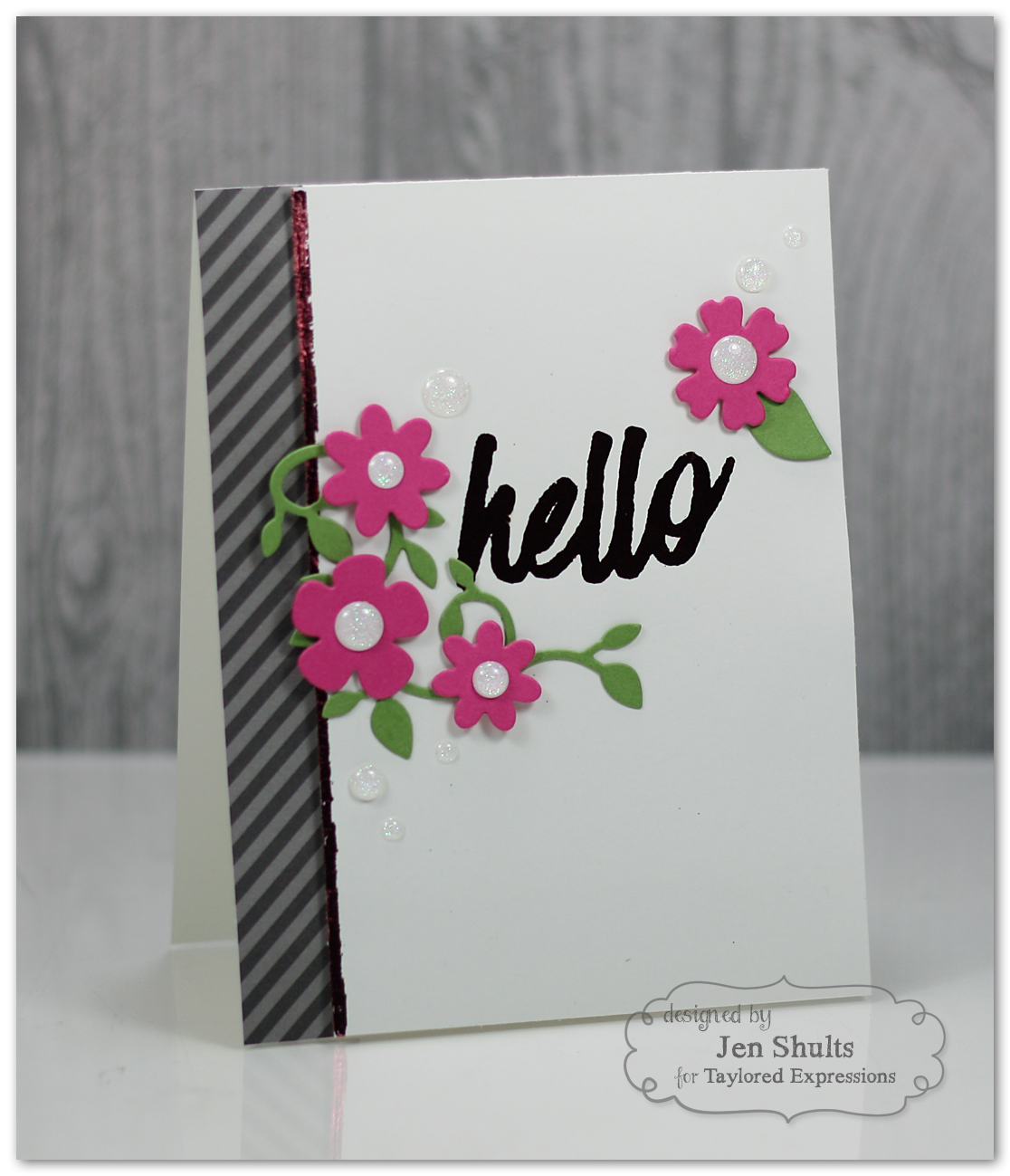 Hello handmade card, Deco Foil & Taylored Expressions