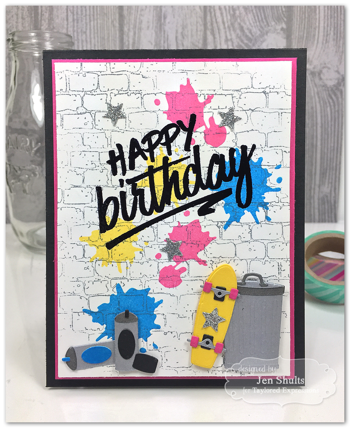 80's Birthday Card handmade using stamps and dies from Taylored Expressions