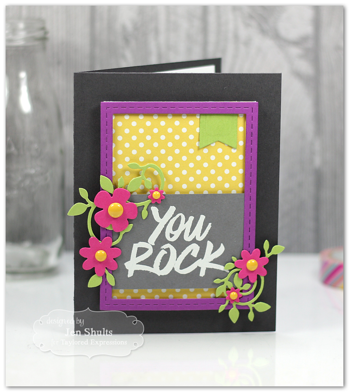 You Rock handmade card using stamps and dies from Taylored Expressions