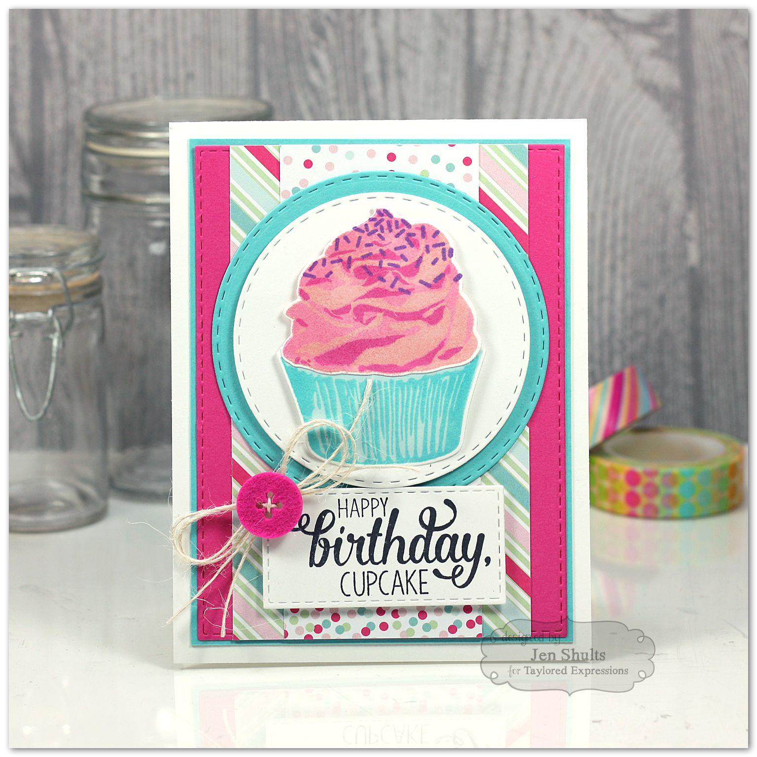 Happy Birthday Cupcake, handmade card by Jen Shults