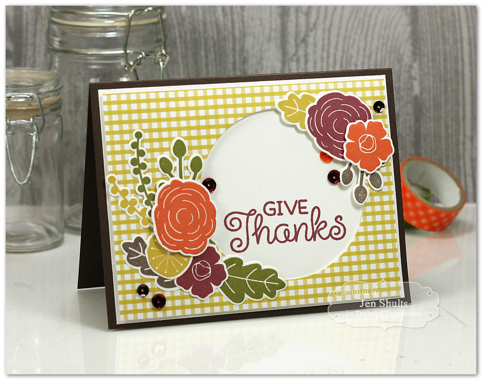 Give Thanks, handmade card by Jen Shults