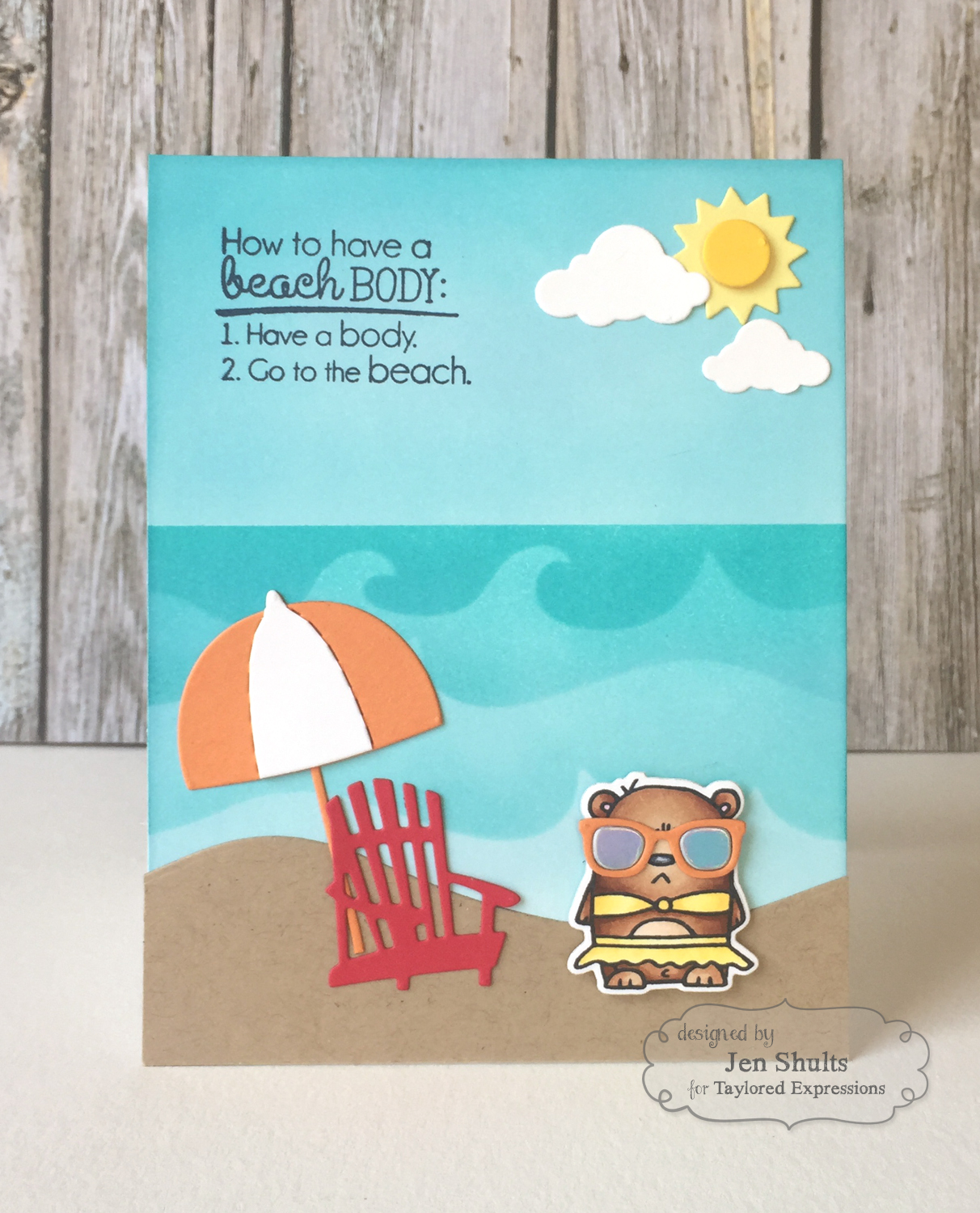 Beach Body by Jen Shults | deconstructingjen.com || handmade card | stamps and dies from Taylored Expressions