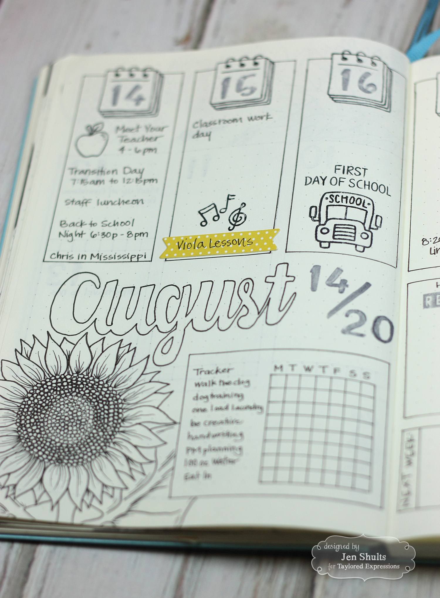 August Bullet Journal Weekly by Jen Shults